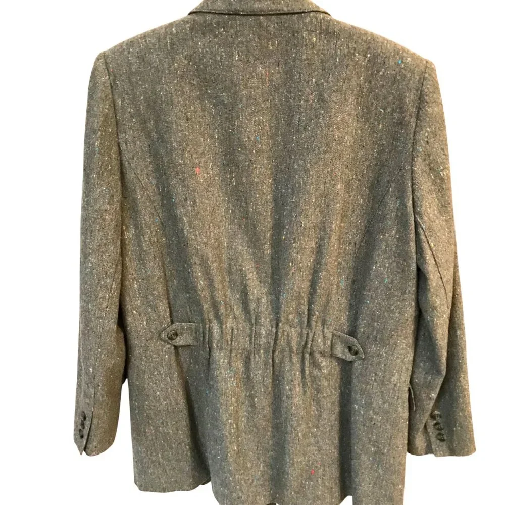 Together Wool Blend Jacket, Vintage 80s Donegal Tweed Tan Brown Blazer 12M